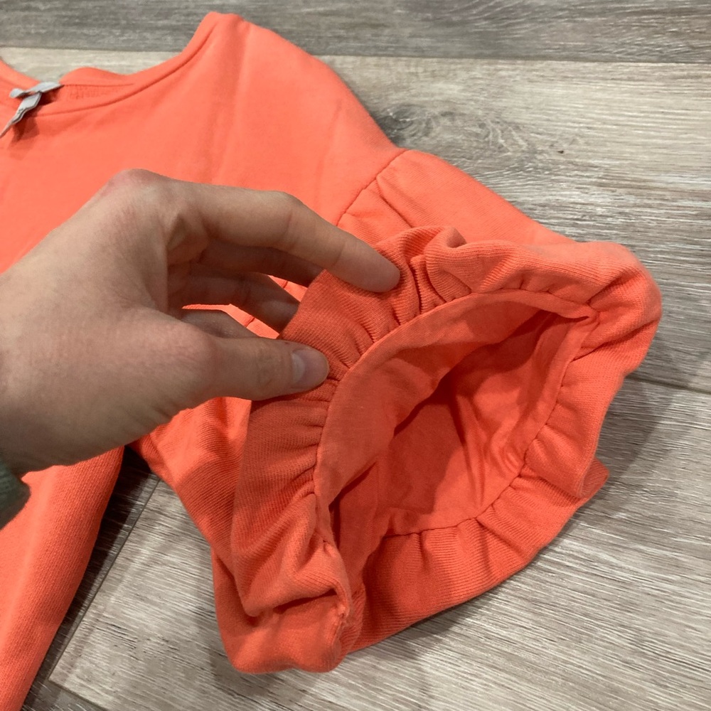 H&M Peach Orange Short Sleeve Top Small Puff Sleeves Cotton - Picture 5 of 11